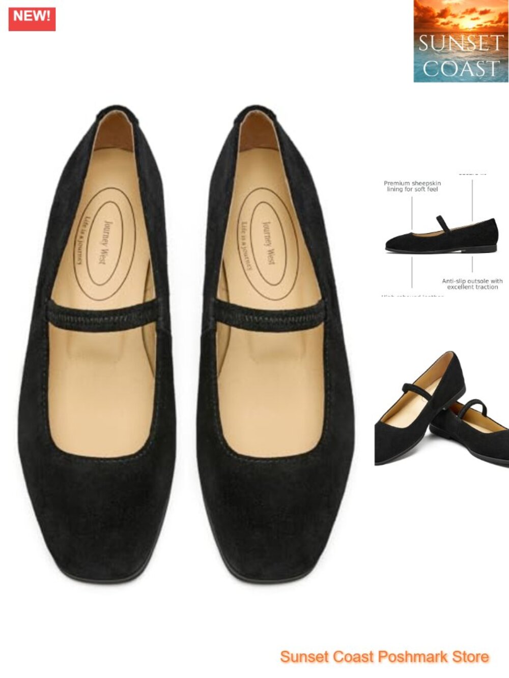 Mary Jane Flats Lightweight Sheepskin Leather Lined Slip On Business Casual
